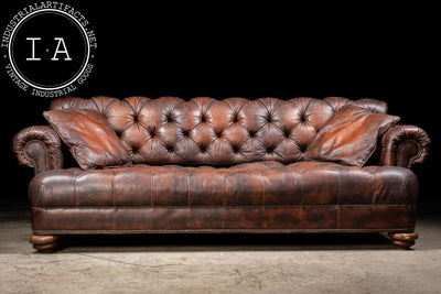 Vintage Double-Sided Chesterfield Couch in Brown