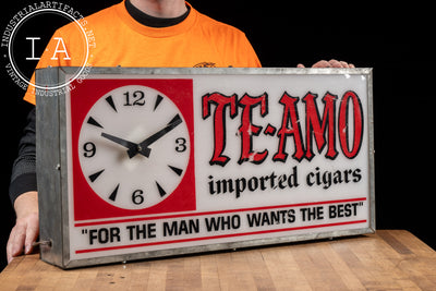 Vintage Te-Amo Cigars Lighted Advertising Clock