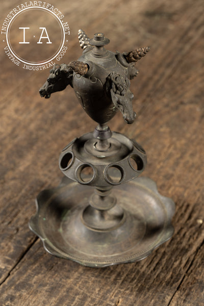 19th Century Victorian Figural Horse-Head Kerosene Smoking Stand & Cigar Lighter