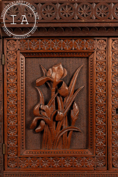 19th Century Carved Monogram Wall-Mounted Cabinet