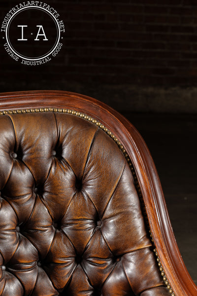 Contemporary Tufted Leather Rolling Executive Desk Chair
