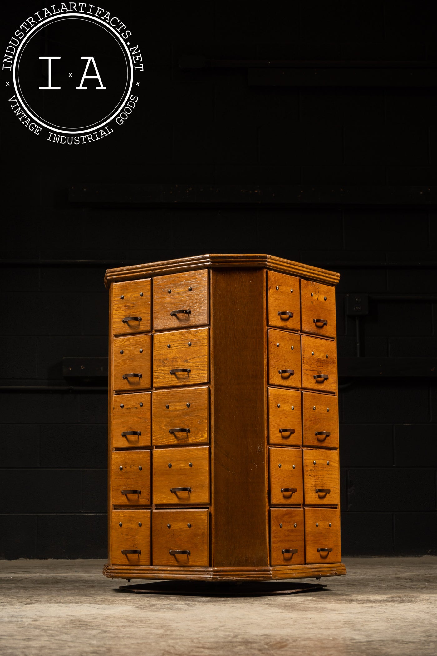 Early 20th Century Rotating Hardware Cabinet with Pull Drawers
