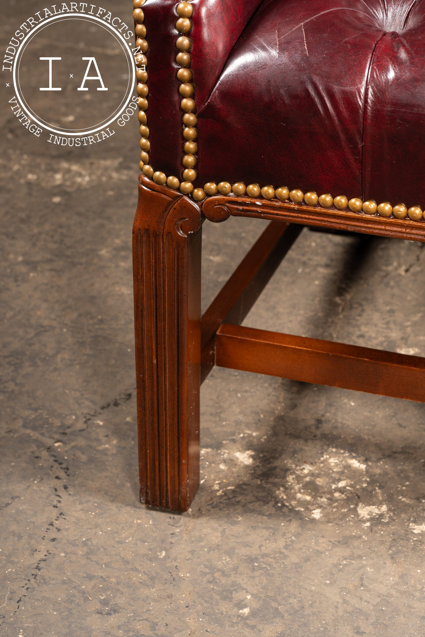 Vintage Burgundy Tufted Leather Chesterfield Club Chair