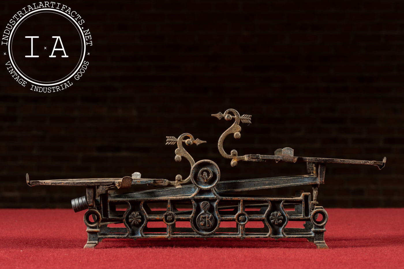 Early 20th Century Brass Wage Scale with Cast Iron Frame