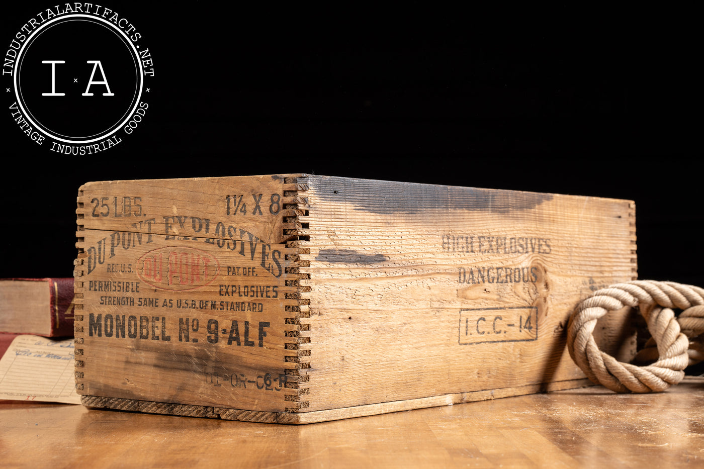 Vintage DuPont Monobel High Explosives Wooden Crate