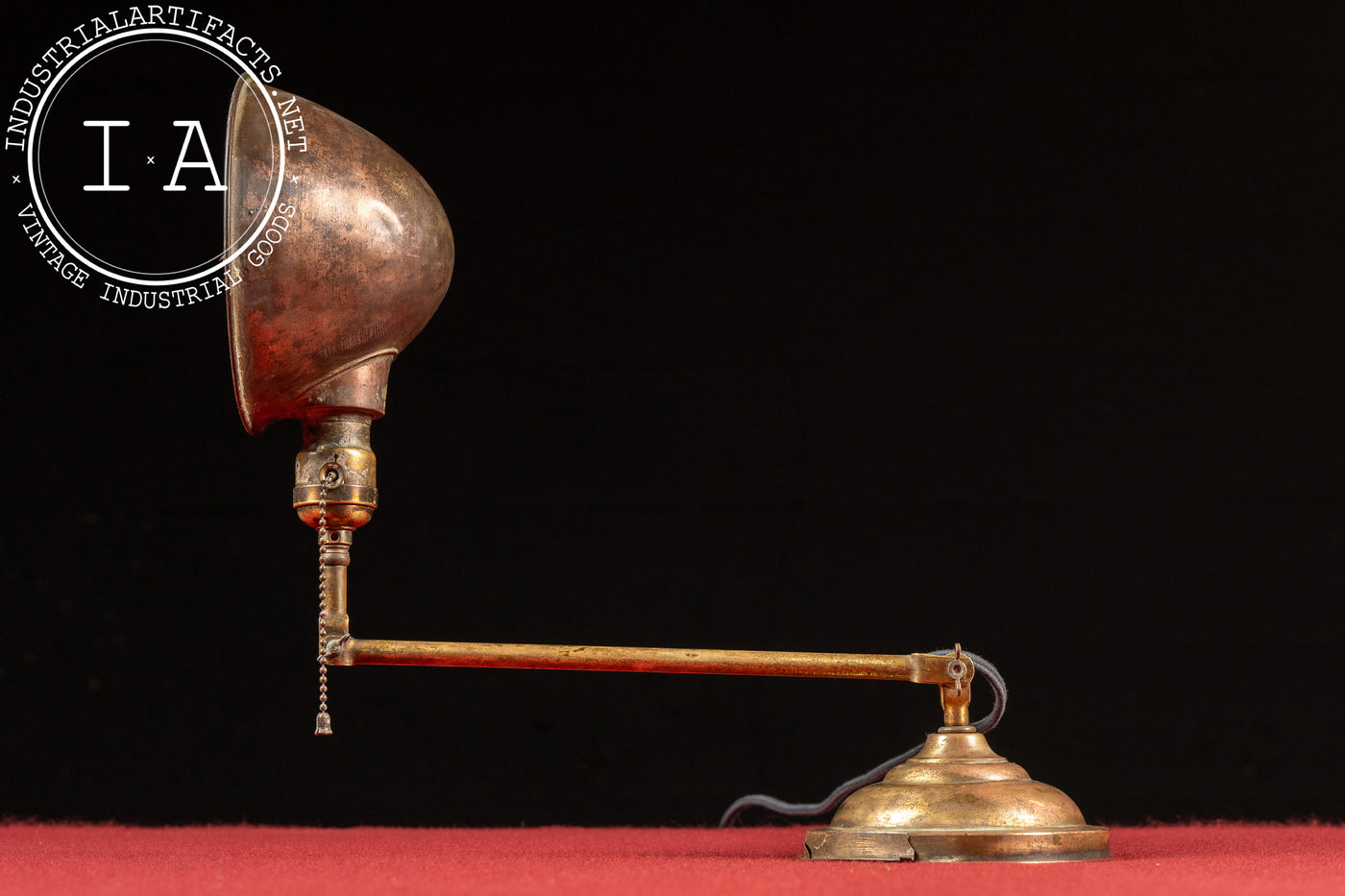 Early 20th Century Brass Articulating Desk Lamp with Dome Shade by Faries