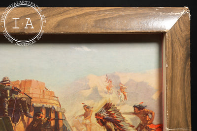Vintage "Attack on the Overland Stage" Self-Framed Budweiser Advertising Print