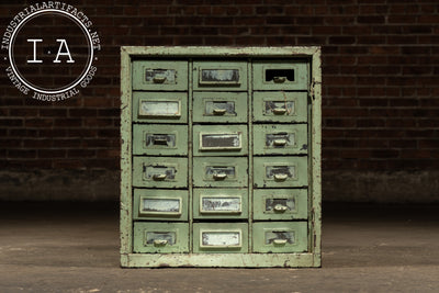 Vintage Industrial Chippy Steel Cabinet in Mint Green