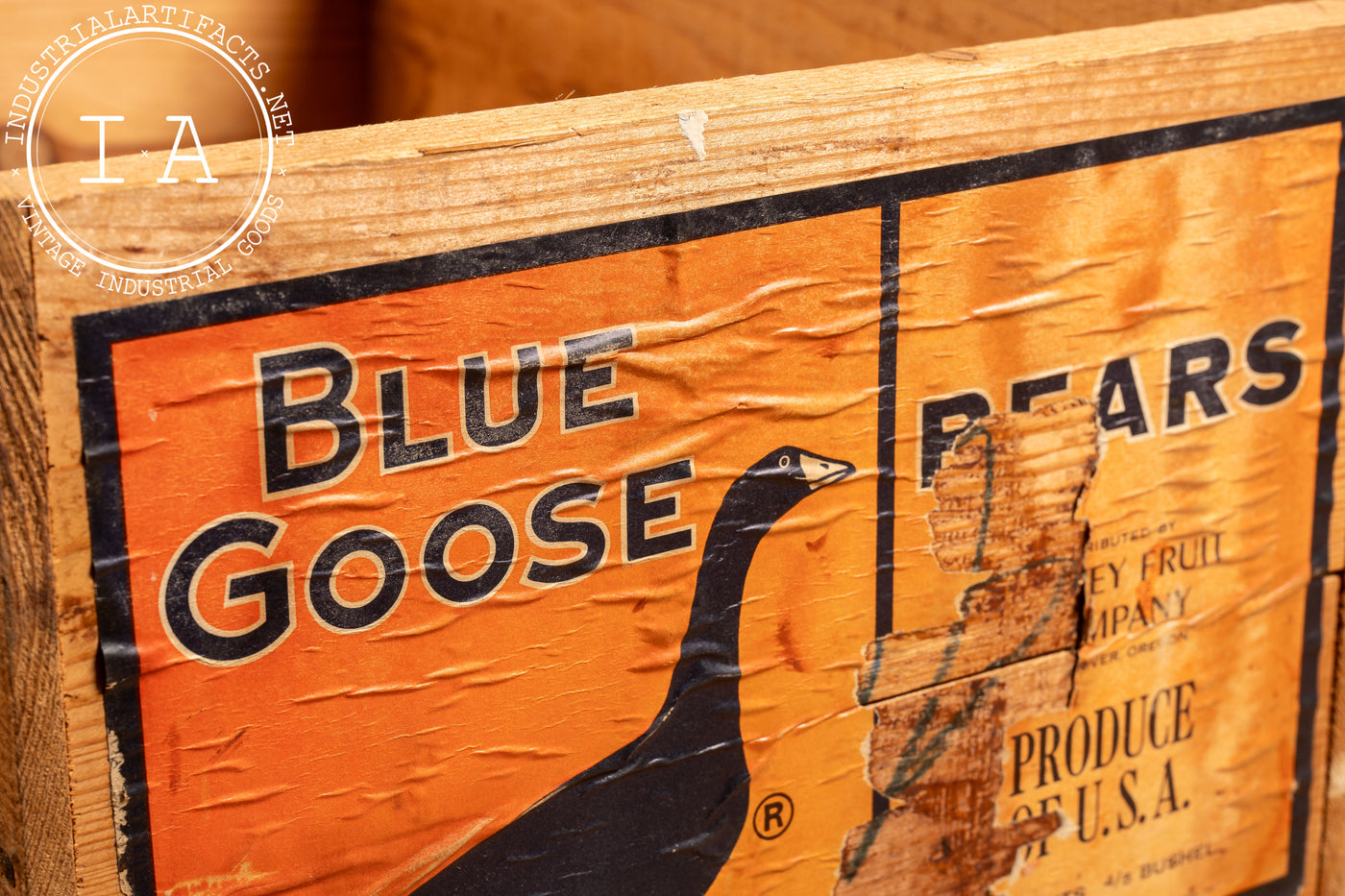 Vintage Blue Goose Pears Shipping Crate