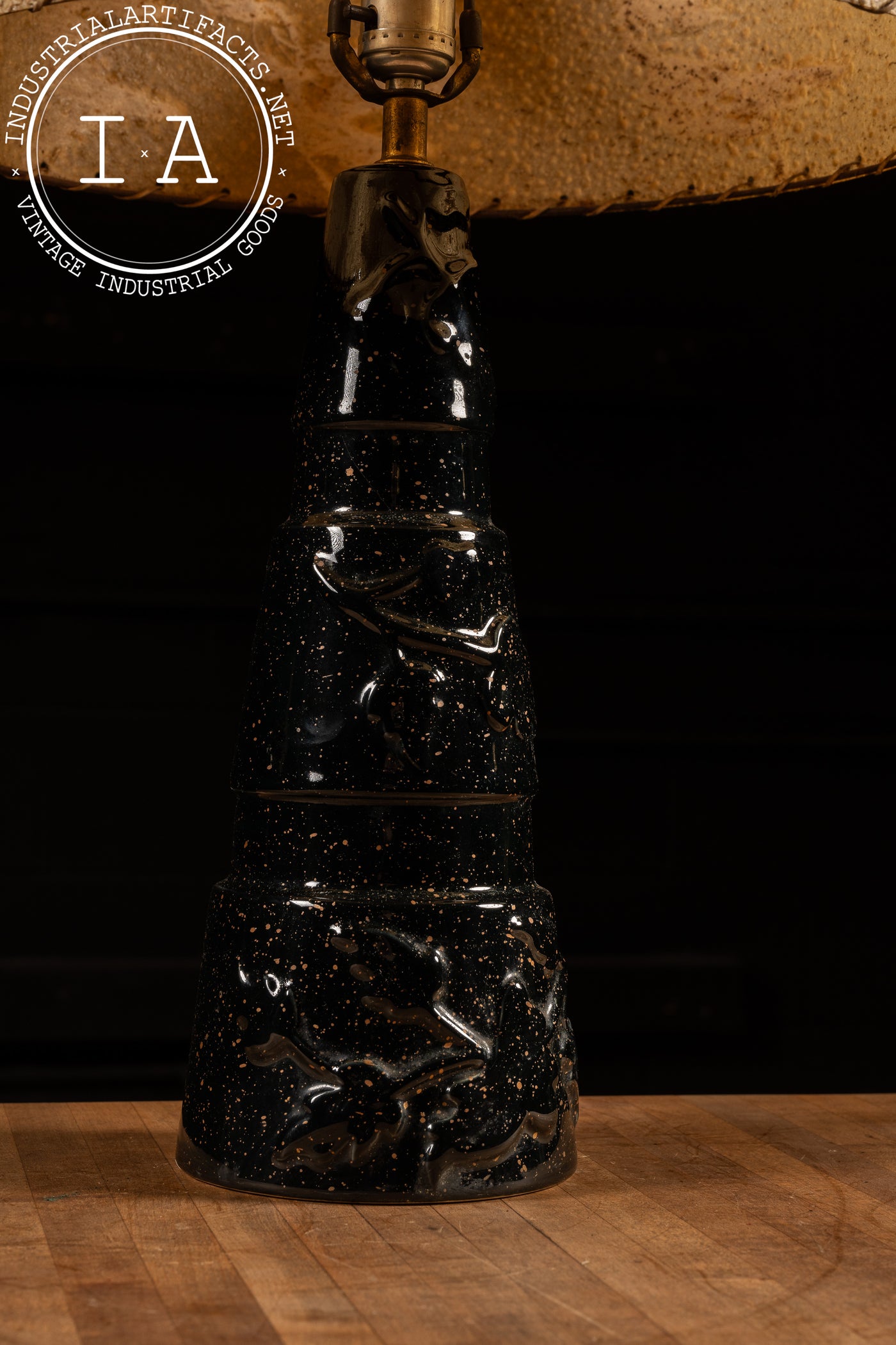 Mid-Century Porcelain Table Lamp In Black