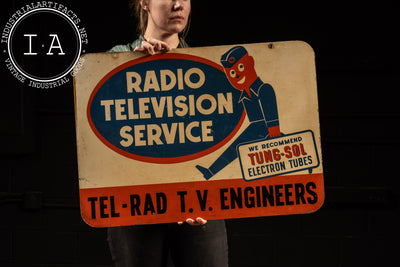 Vintage Double-Sided Tel-Rad TV Repair Sign