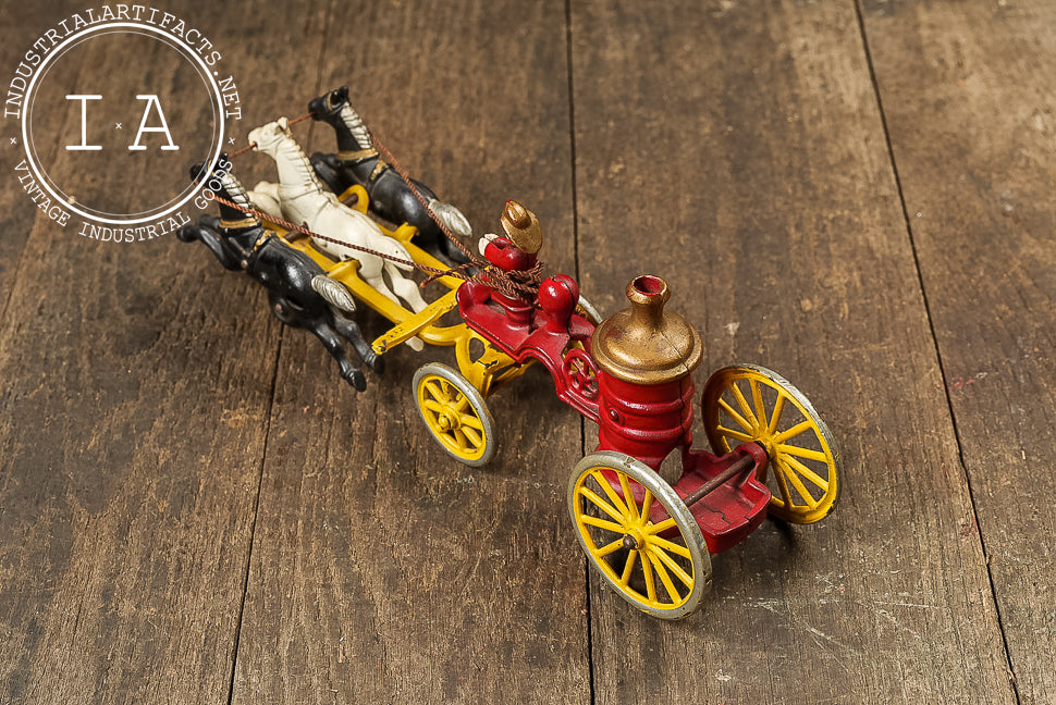 Kenton Cast Iron Horse Drawn Fire Pumper with Driver