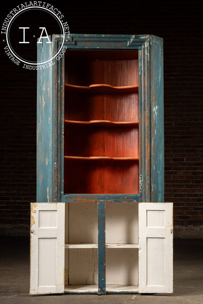 Primitive Chippy Corner Cupboard in Blue