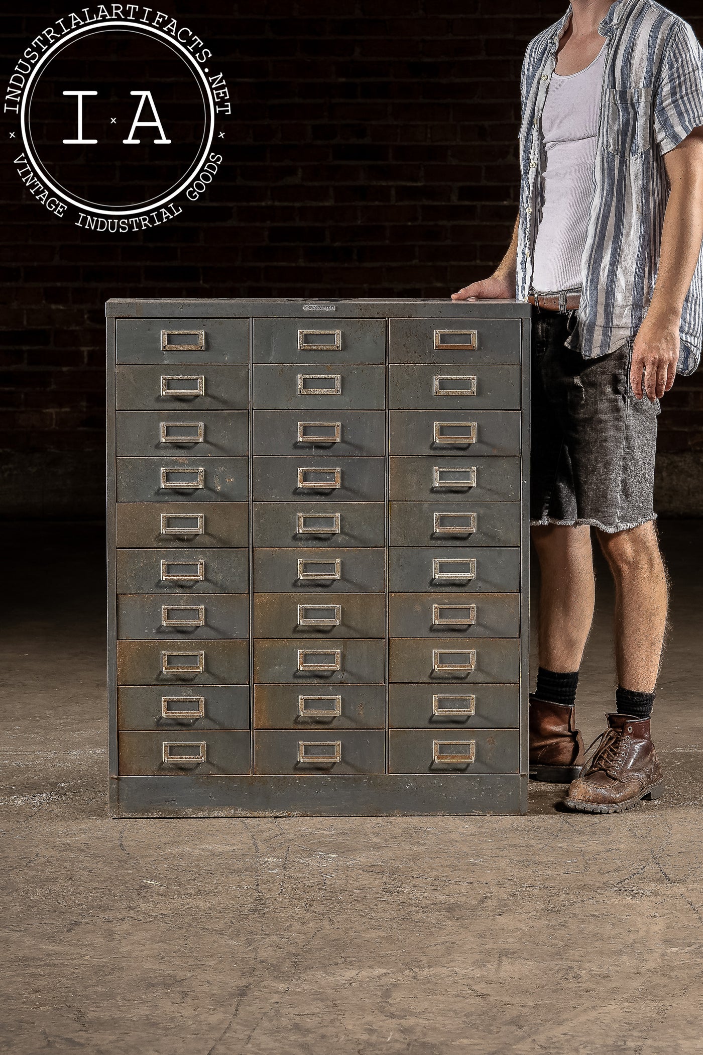 Vintage Industrial 30-Drawer Cabinet in Grey by Steelmaster