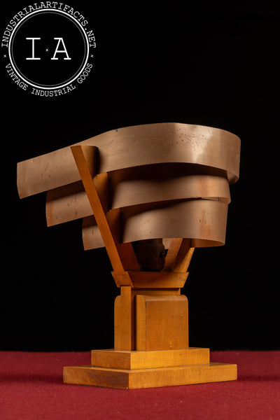 Vintage Streamline Modernist Tiered Copper Table Lamp