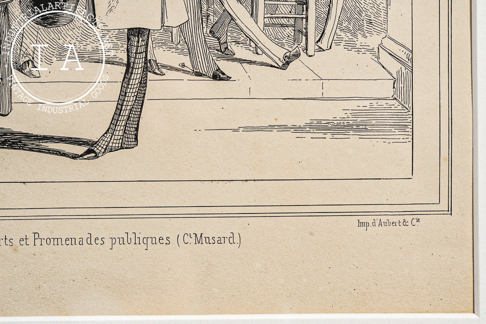 Framed 19th Century Satirical Lithograph by J. Traviès