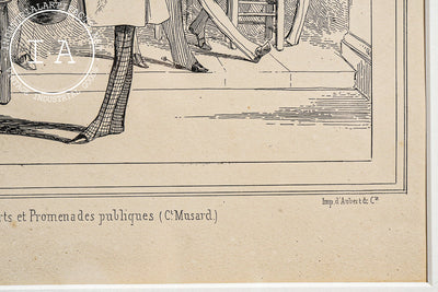 Framed 19th Century Satirical Lithograph by J. Traviès