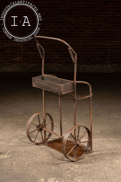 Antique Industrial Cylinder Cart with Chain Retainer