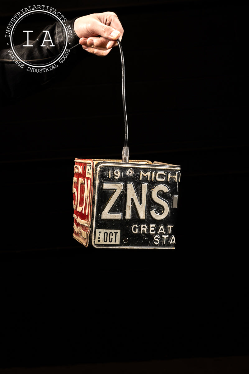 Vintage Michigan License Plates Hanging Lamp