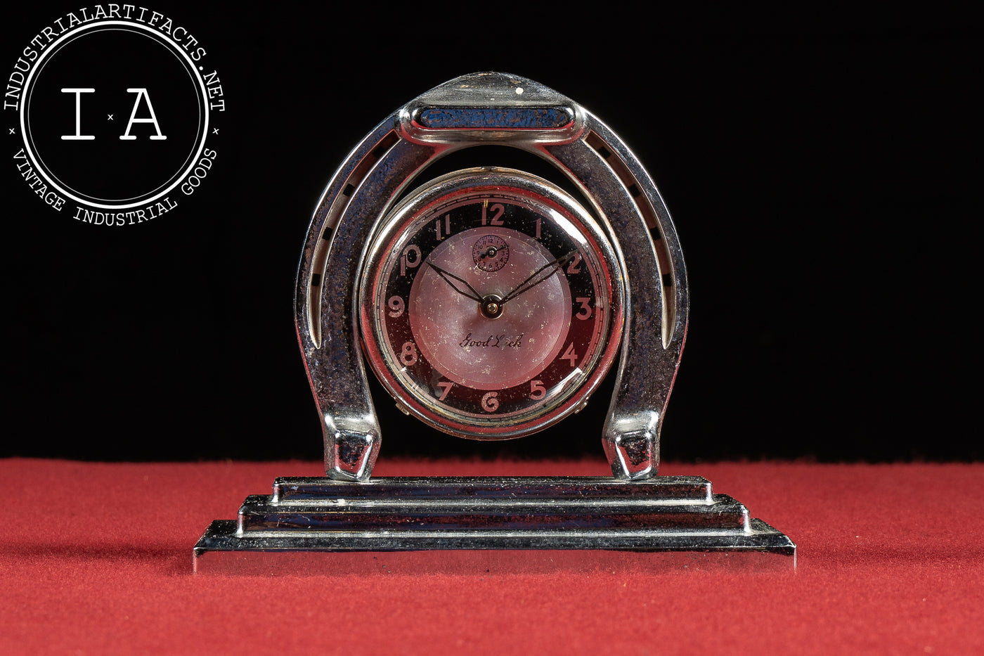 Vintage Chrome-Plated Horseshoe Clock by Lux