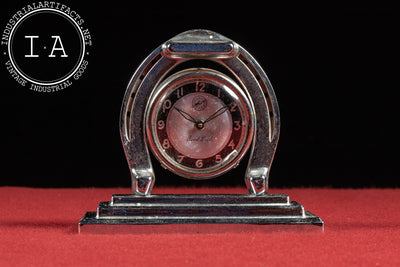 Vintage Chrome-Plated Horseshoe Clock by Lux