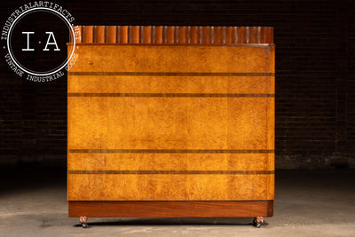 Vintage Art Deco Birdseye Maple Rolling Room Divider