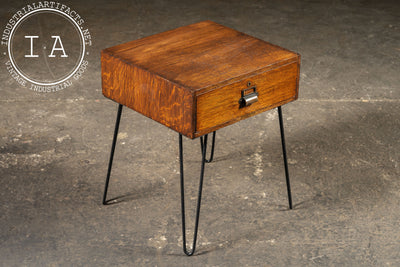 Antique Quartersawn Oak Side Table with Drawer by Y & E