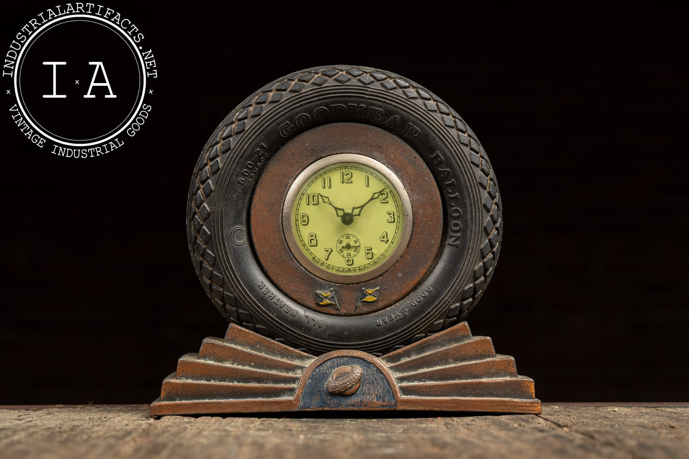 Vintage Goodyear Figural Advertising Clock by Ingraham