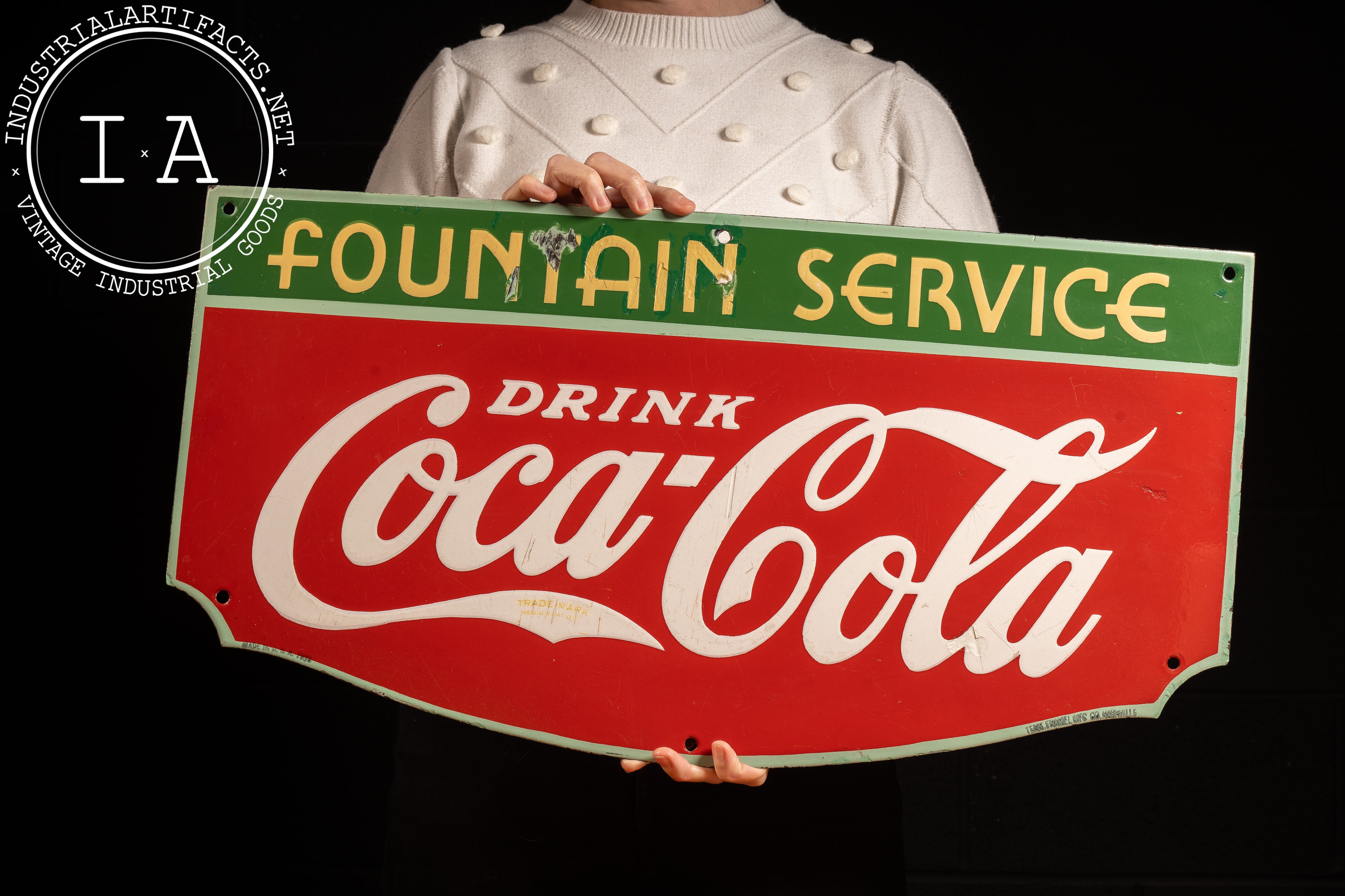 Vintage Single-Sided Porcelain Coca-Cola Sign – Industrial Artifacts
