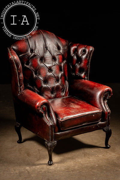 Vintage Tufted Leather Chesterfield Armchair in Oxblood