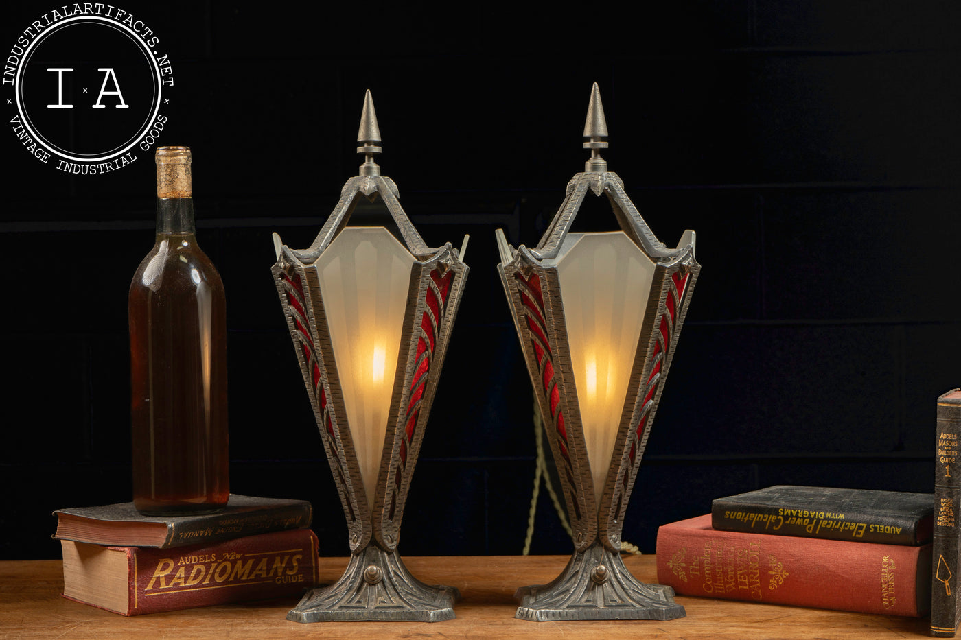 Pair of Art Deco Torchiere Table Lamps