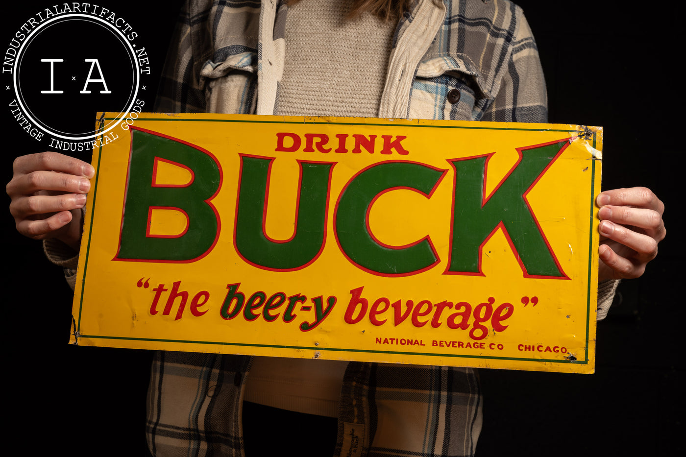 Vintage Buck Tin Litho Sign
