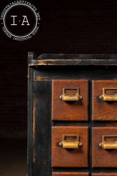 Wooden 14 Drawer Rolling Shop Cabinet in Distressed Black