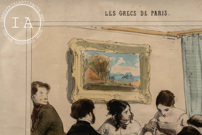 Les Grecs de Paris #7 | Original 19th Century Watercolor-Painted Print