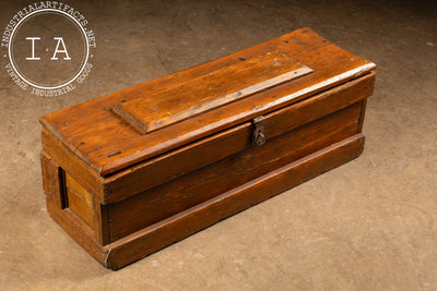 Antique Oak Tool Chest With Painted Saw