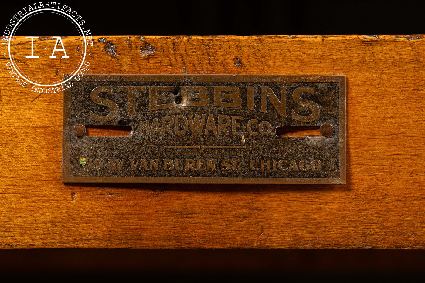 Antique Wooden Carpenters Bench by Stebbins Hardware Co.