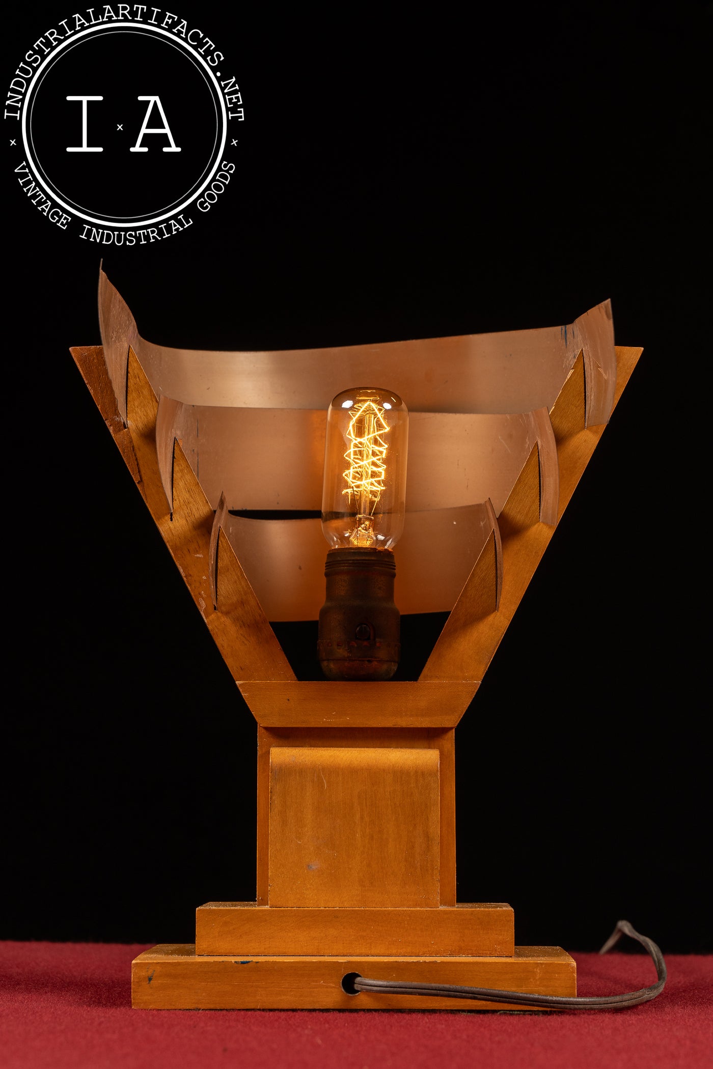 Vintage Streamline Modernist Tiered Copper Table Lamp