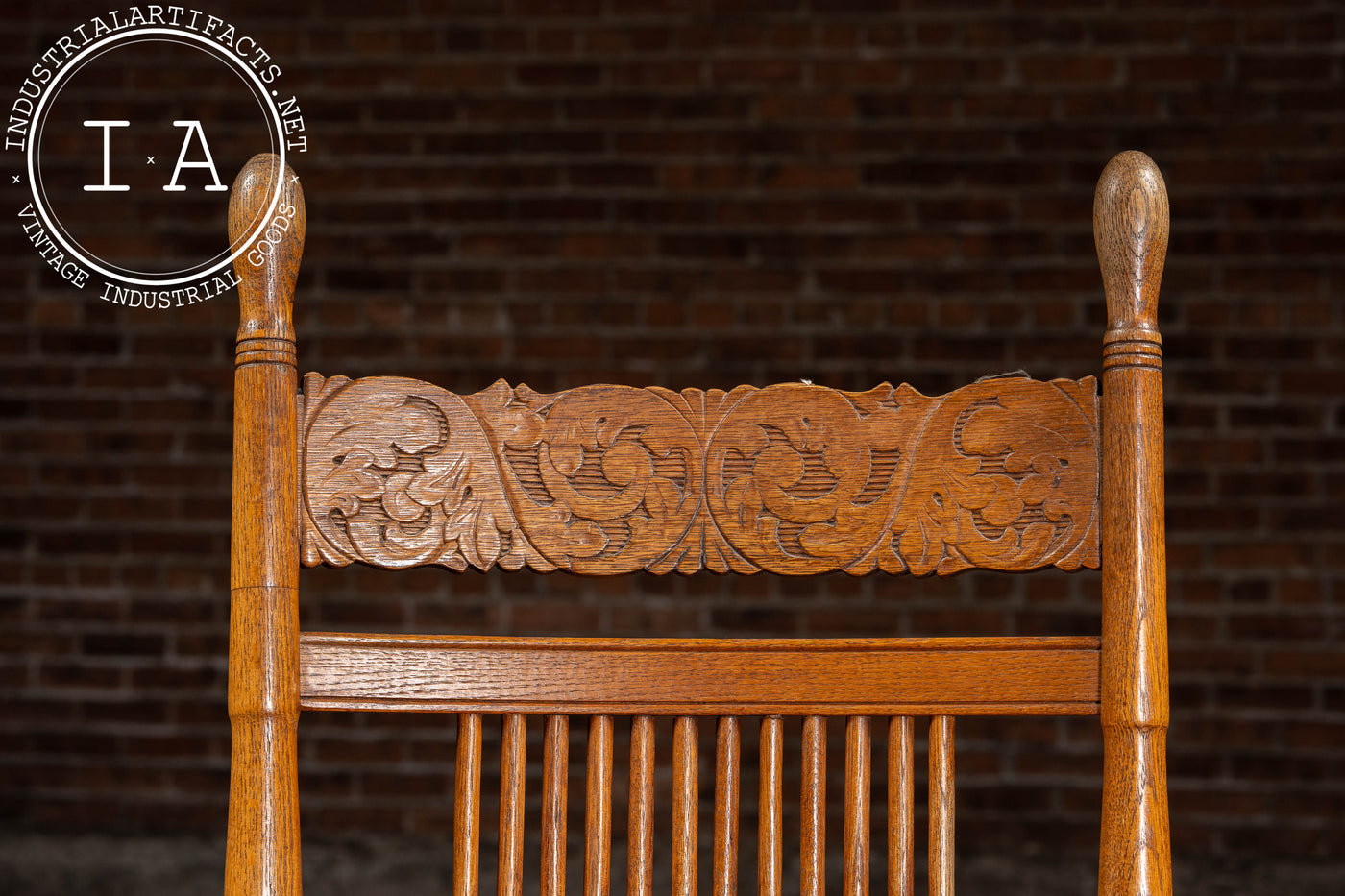 Antique Wooden Rocking Chair With Red Cushion