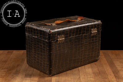 Crocodile Embossed Leather Vanity or Train Case