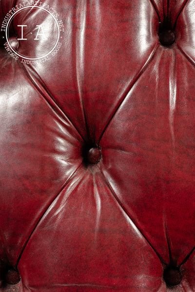 Vintage Tufted Leather Chesterfield Armchair in Burgundy