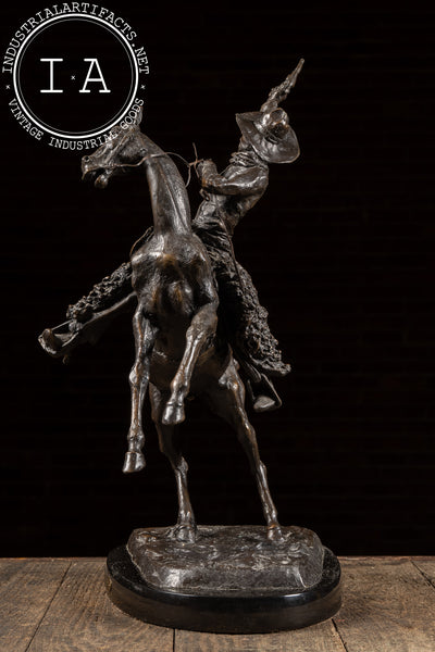 Smokin' Up | 1903 C. M. Russel Bronze Statue on Plaque, Signed and Dated