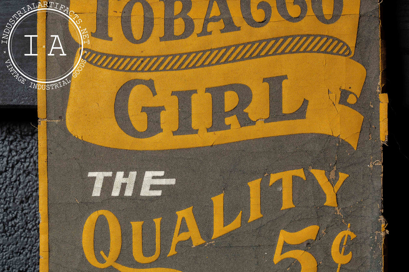 Early 20th Century Tobacco Girl Cloth Advertising Banner