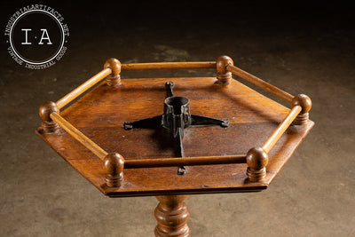 Small Six-Sided Wood and Cast Iron Victorian Side Table