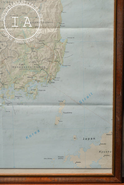 Framed Vintage US Military Map of South Korea