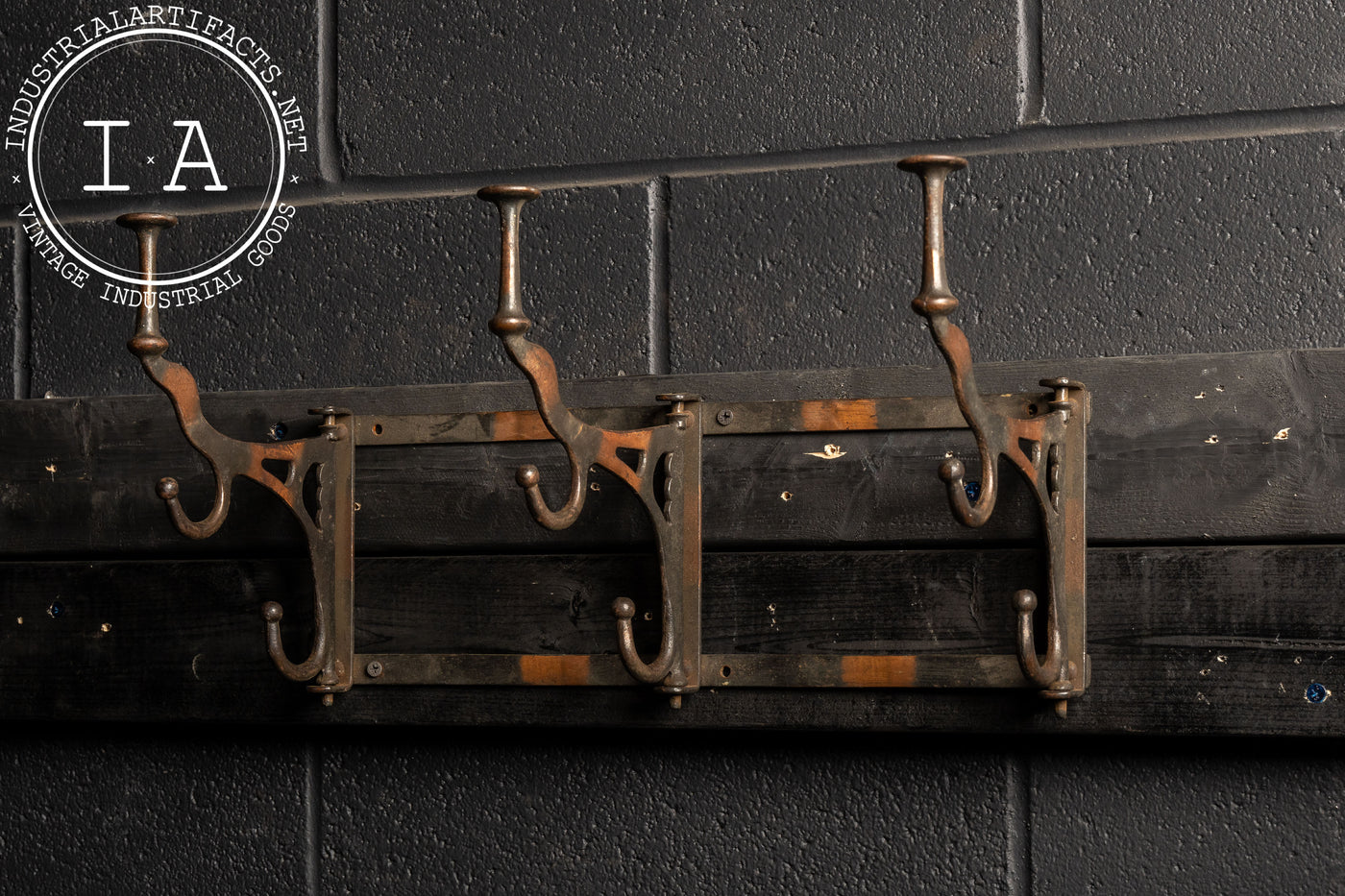 Antique Japanese Copper Wall Mounted Coat Rack
