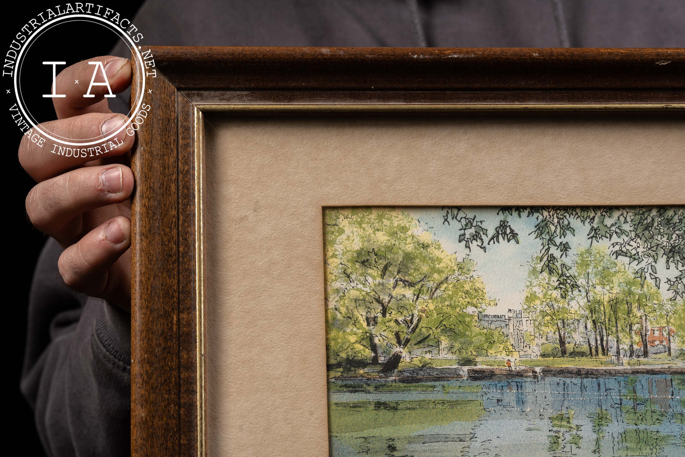 Framed Painting of Lagoon and Altgeld Hall, DeKalb, Signed