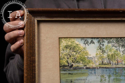 Framed Painting of Lagoon and Altgeld Hall, DeKalb, Signed