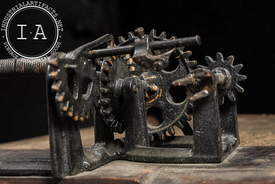 Primitive Cast Iron Apple Peeler on Wood Base