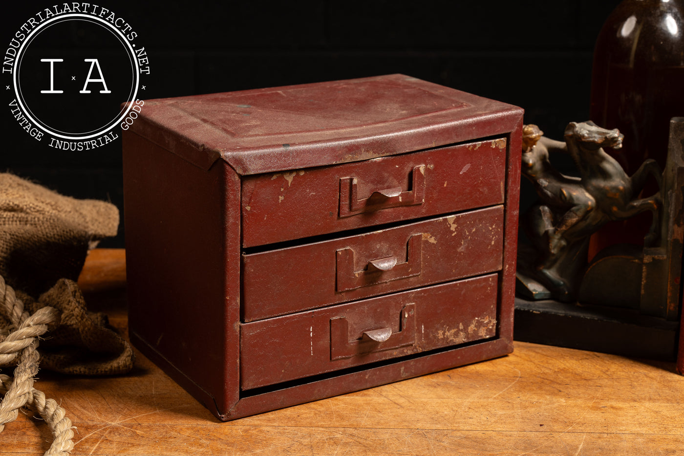 Antique Metal Wall-Mount Storage Cabinet