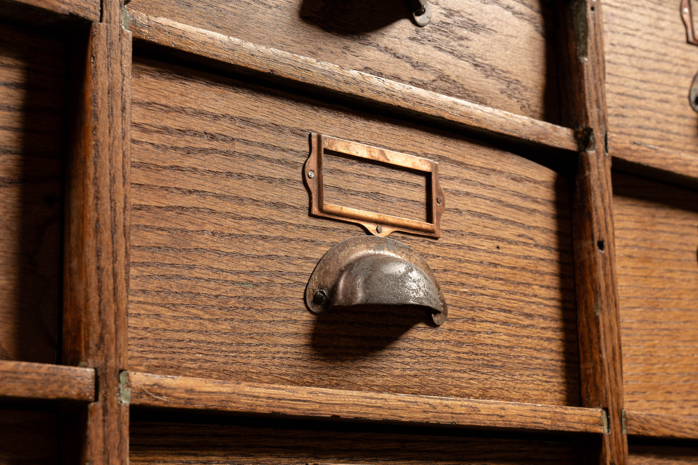 Antique Oak 12-Drawer Document Cabinet